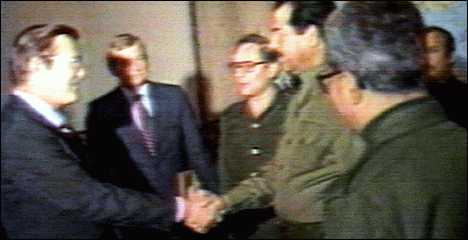 Rumsfeld and Hussein Handshake