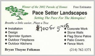 Pace Setter business card