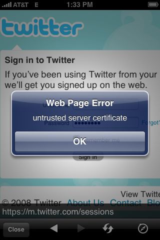 untrusted server certificate