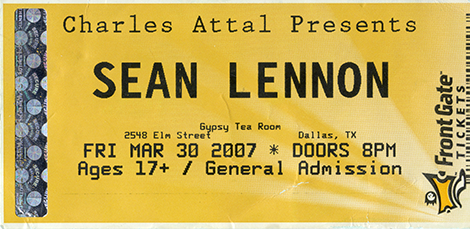 Sean Lennon ticket